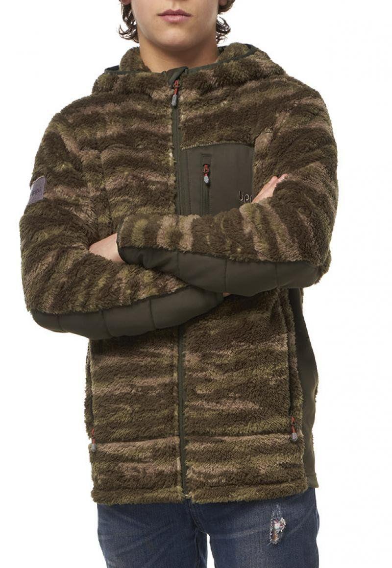 Poleron Teen Boy Cross Nano-F Shaggy Jacket Print Verde Militar Lippi-1
