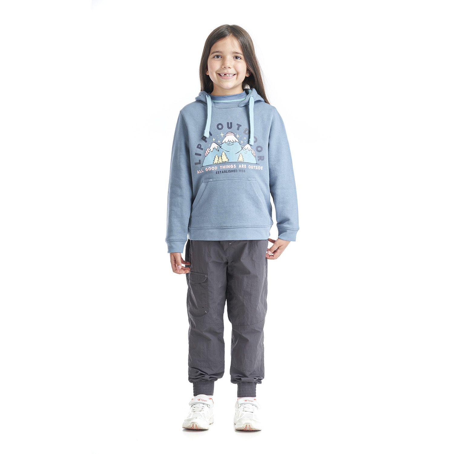 Poleron Niña Insigne Hoody Sweatshirt Azul Grisaceo Lippi-4