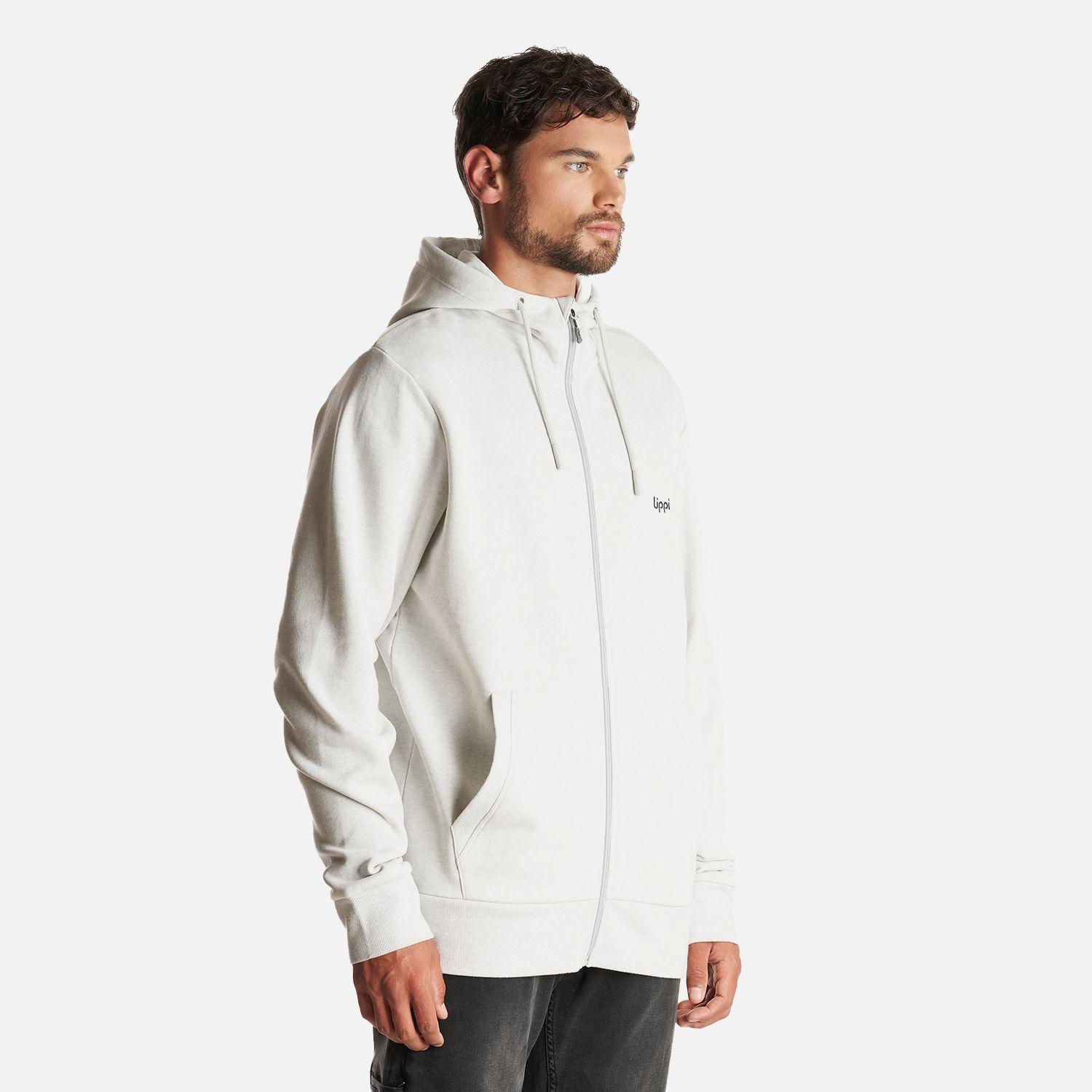 Poleron Hombre Ulmo Full Zip Hoody Sweatshirt Melange Gris Claro Lippi I23-2