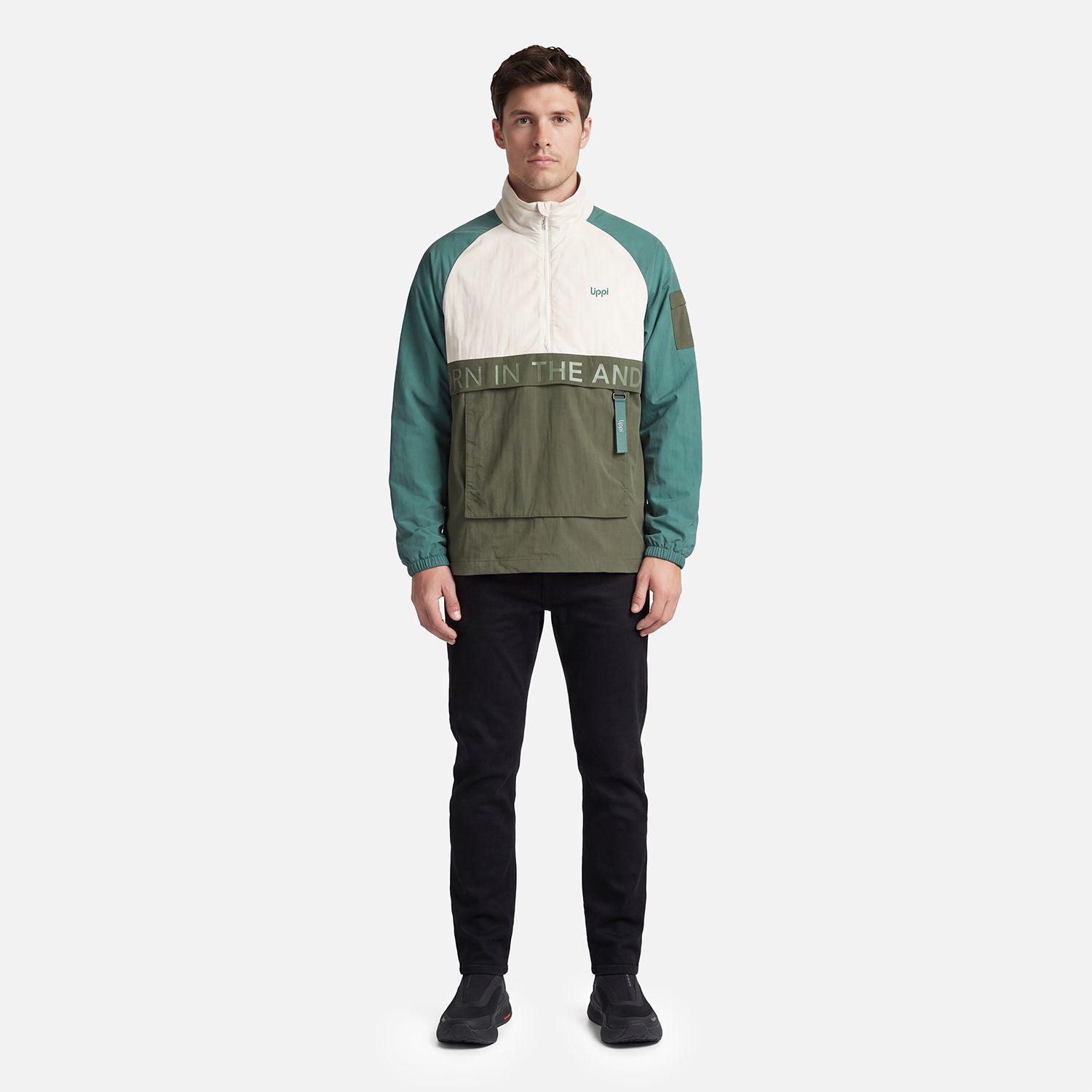 Chaqueta Hombre WindCity WindBreaker 1/4 Zip Jacket Verde Militar Lippi V27-3