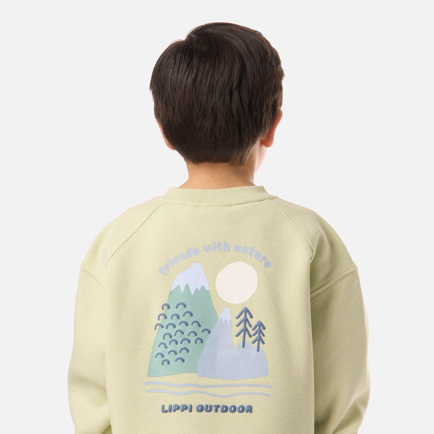 Polerón Niño Insigne Sweatshirt Oversize Gris Claro / Verde Lippi V26-3