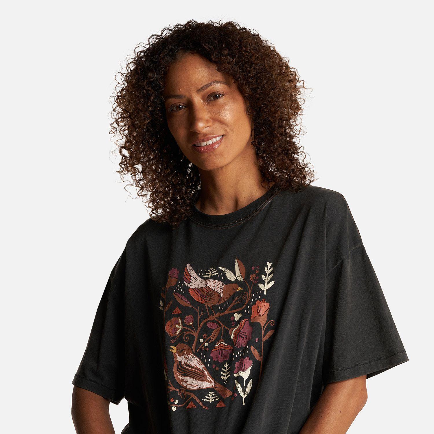 Polera Mujer Gorrión Print Negro Haka Honu-3