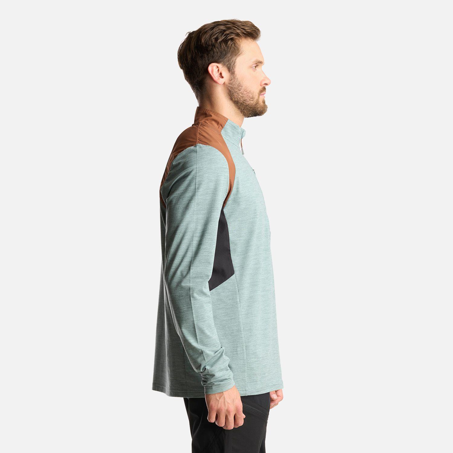 Poleron Hombre Egger 1/4 Zip Melange Jade Oscuro Lippi-3