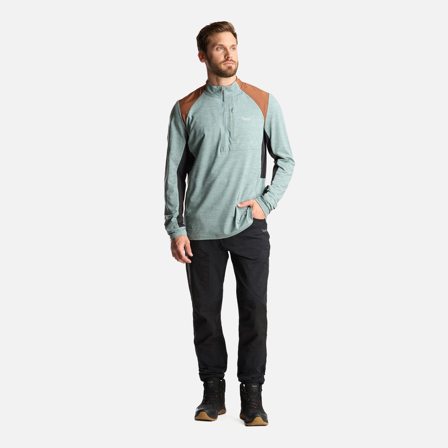 Poleron Hombre Egger 1/4 Zip Melange Jade Oscuro Lippi-7