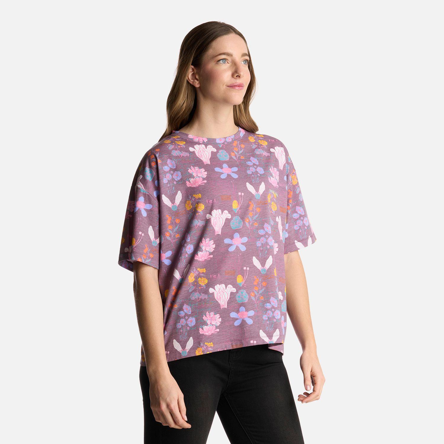 Polera Mujer Botanica Print Morado Haka Honu-1