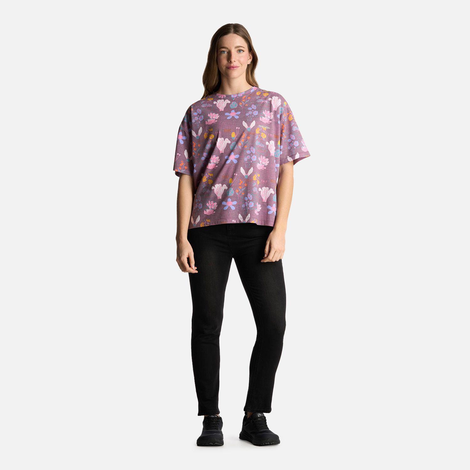 Polera Mujer Botanica Print Morado Haka Honu-4