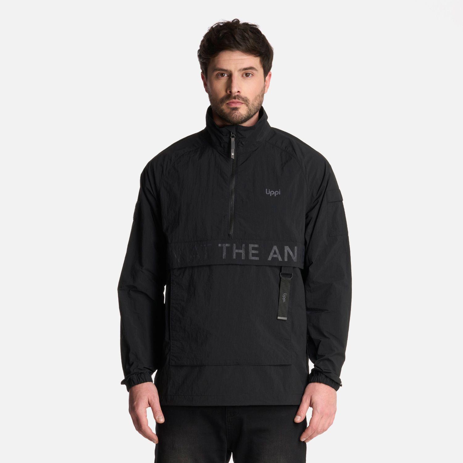 Chaqueta Hombre WindCity WindBreaker 1/4 Zip Negro Lippi-0