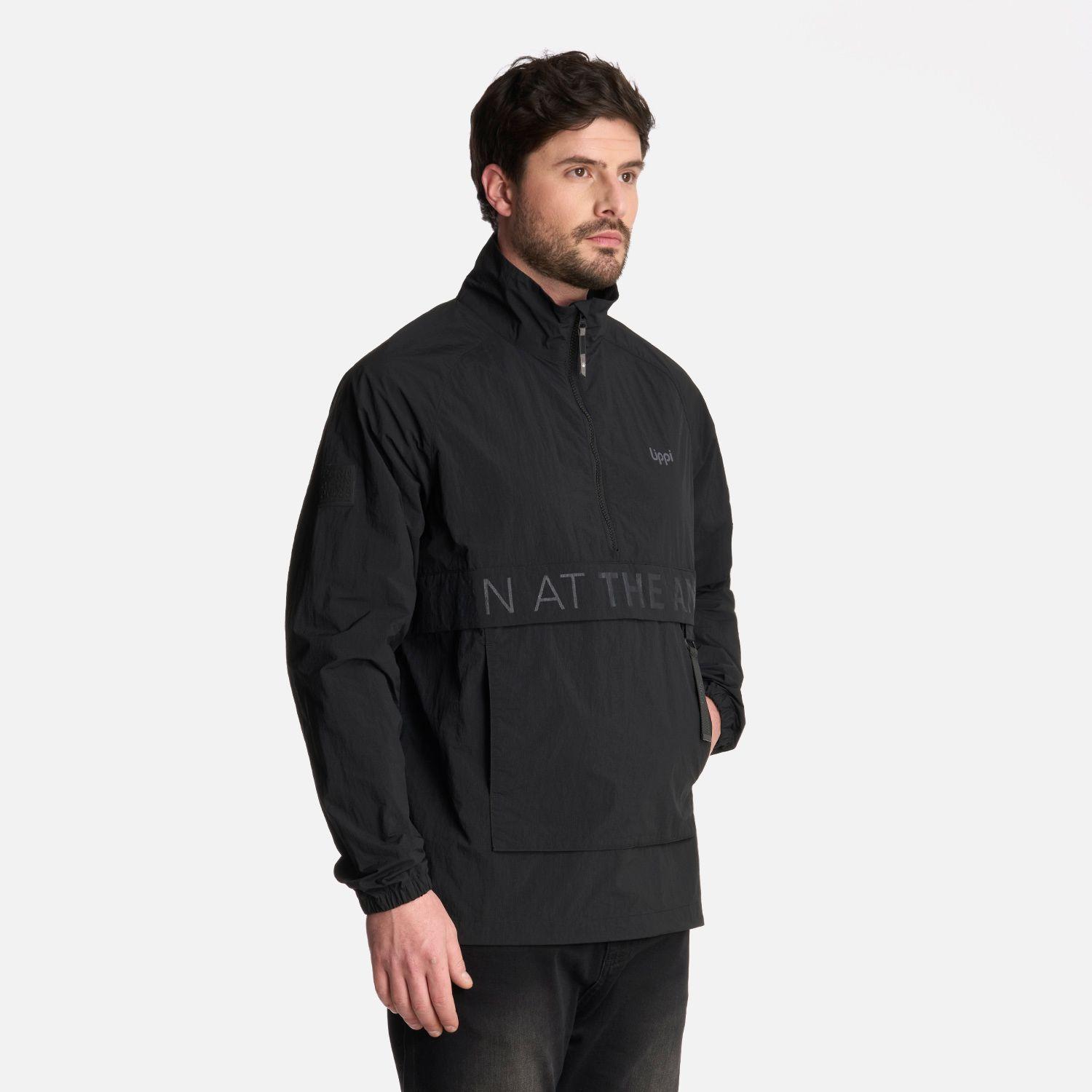 Chaqueta Hombre WindCity WindBreaker 1/4 Zip Negro Lippi-1