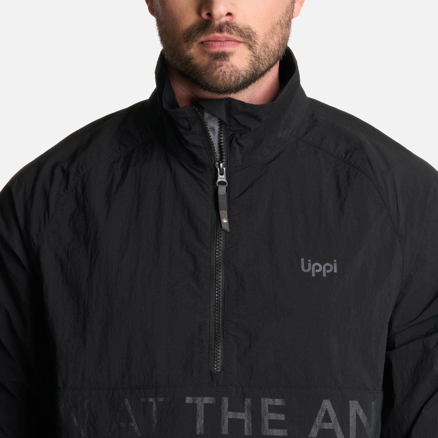 Chaqueta Hombre WindCity WindBreaker 1/4 Zip Negro Lippi-3