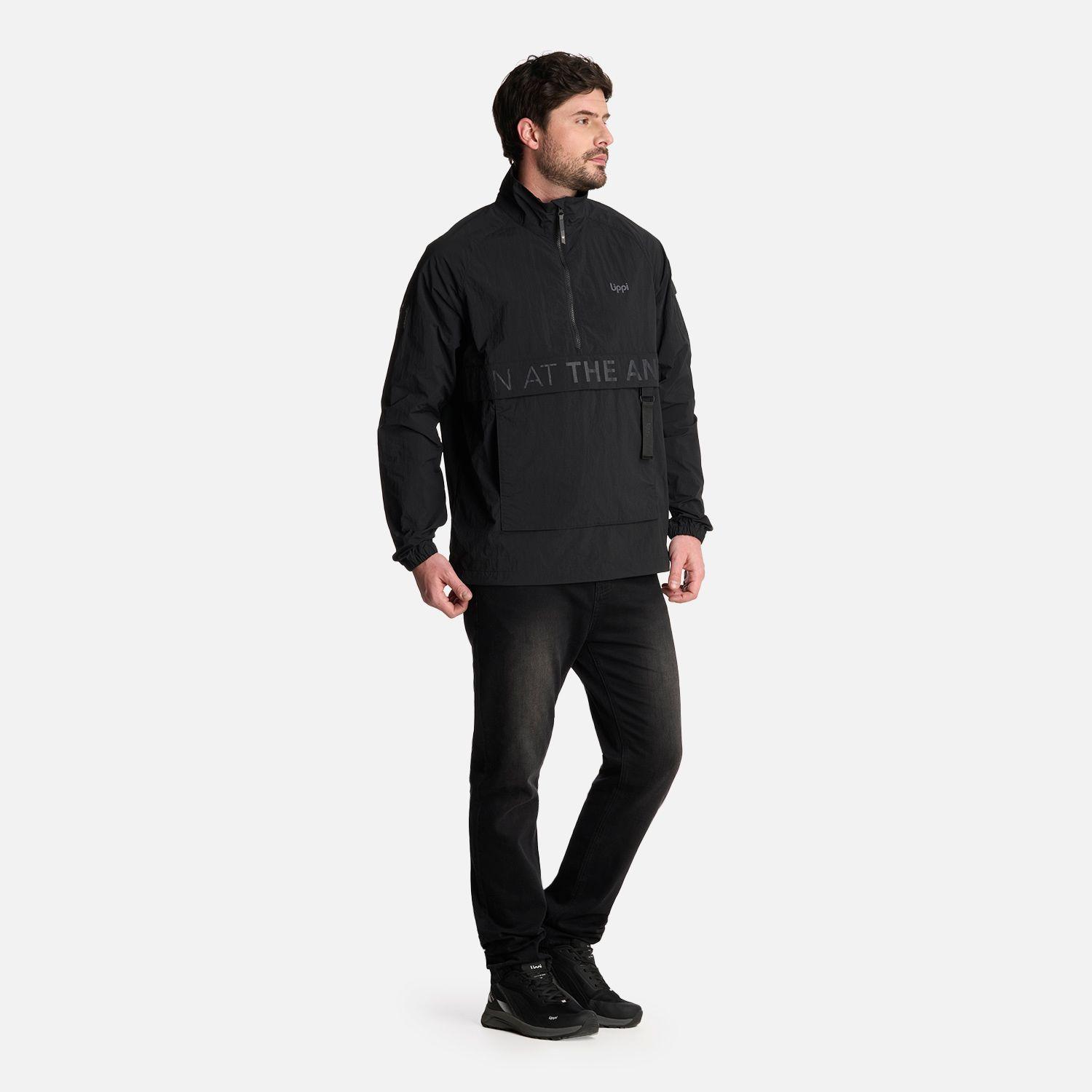 Chaqueta Hombre WindCity WindBreaker 1/4 Zip Negro Lippi-8