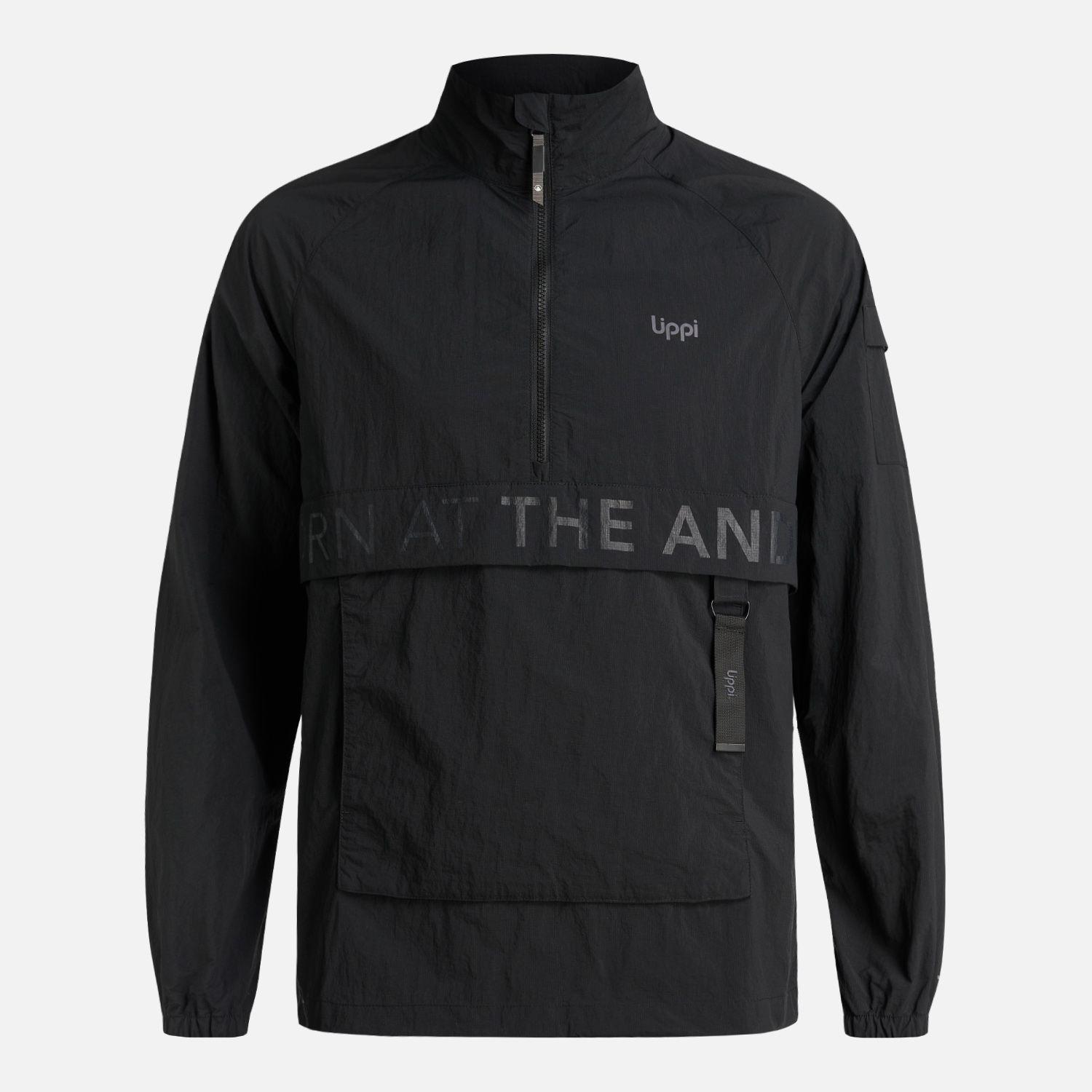 Chaqueta Hombre WindCity WindBreaker 1/4 Zip Negro Lippi-9
