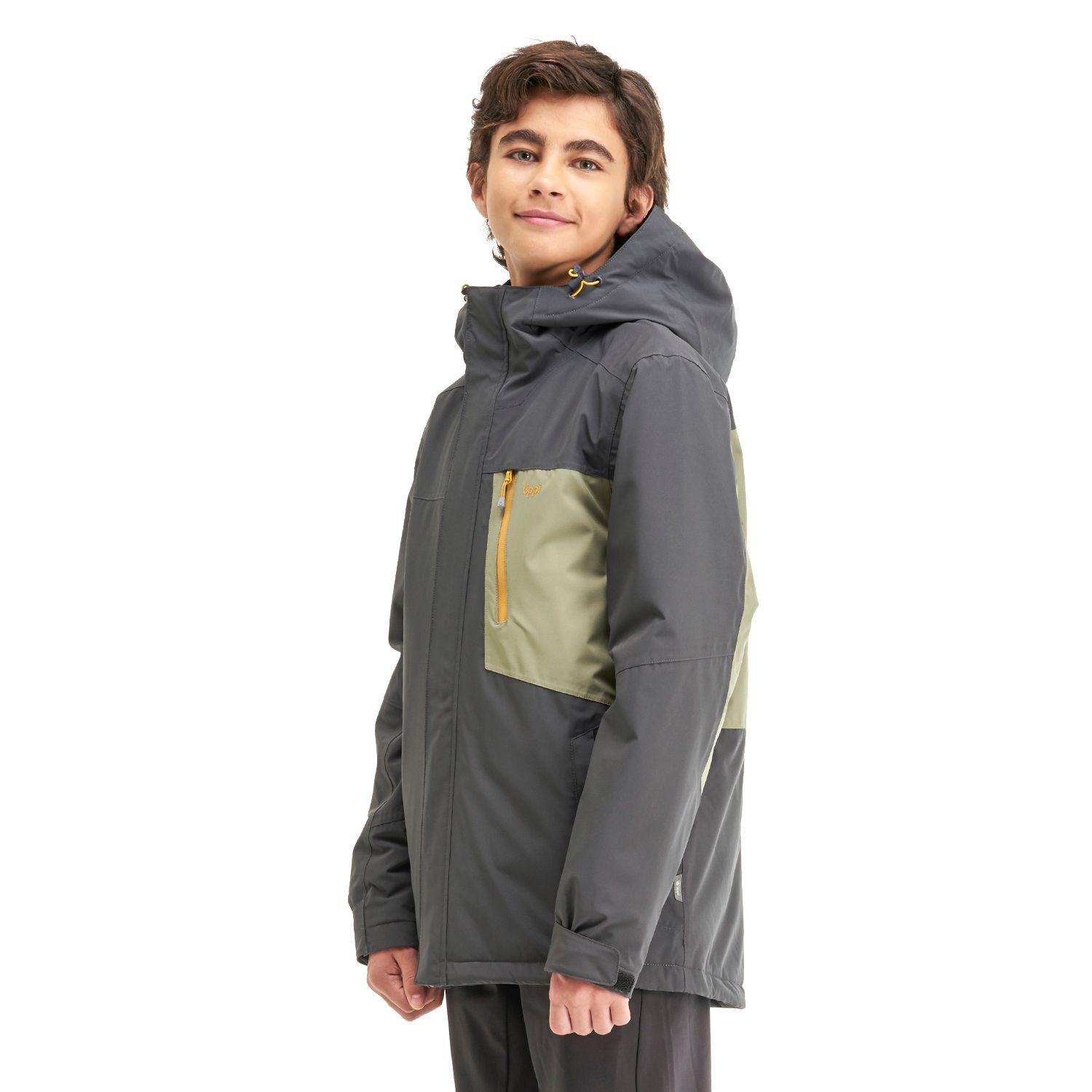 Chaqueta Teen Boy Shelter B-Dry Hoody Jacket Grafito / Verde Mate Lippi I22-2