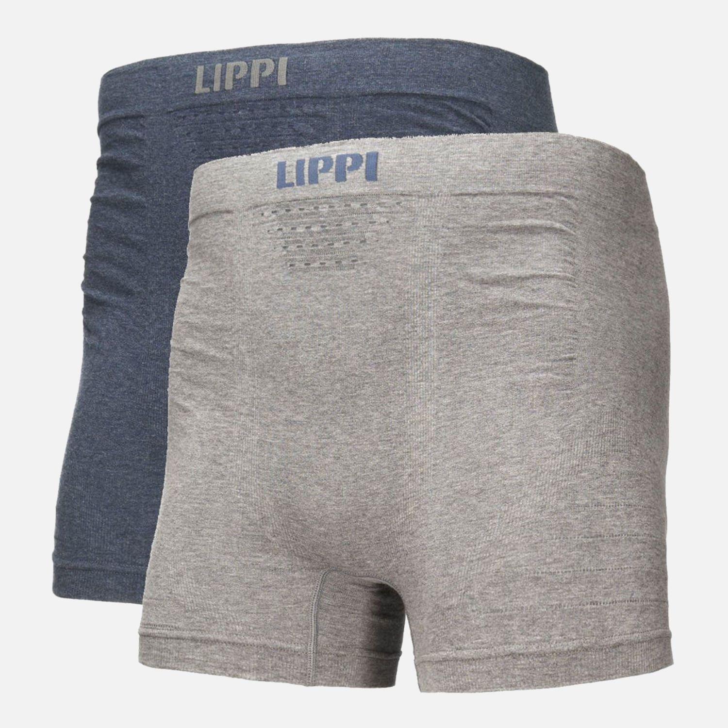 Ropa Interior Hombre Pack Skintec Seamless Boxer Gris Medio y Azul Marino Lippi-0