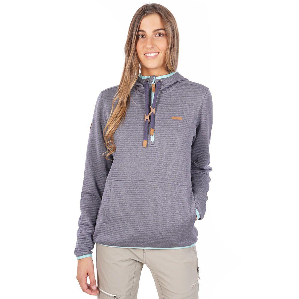 Poleron Mujer Baffle Nano-F 14 Zip Hoody Melange Verde Claro Lippi-2