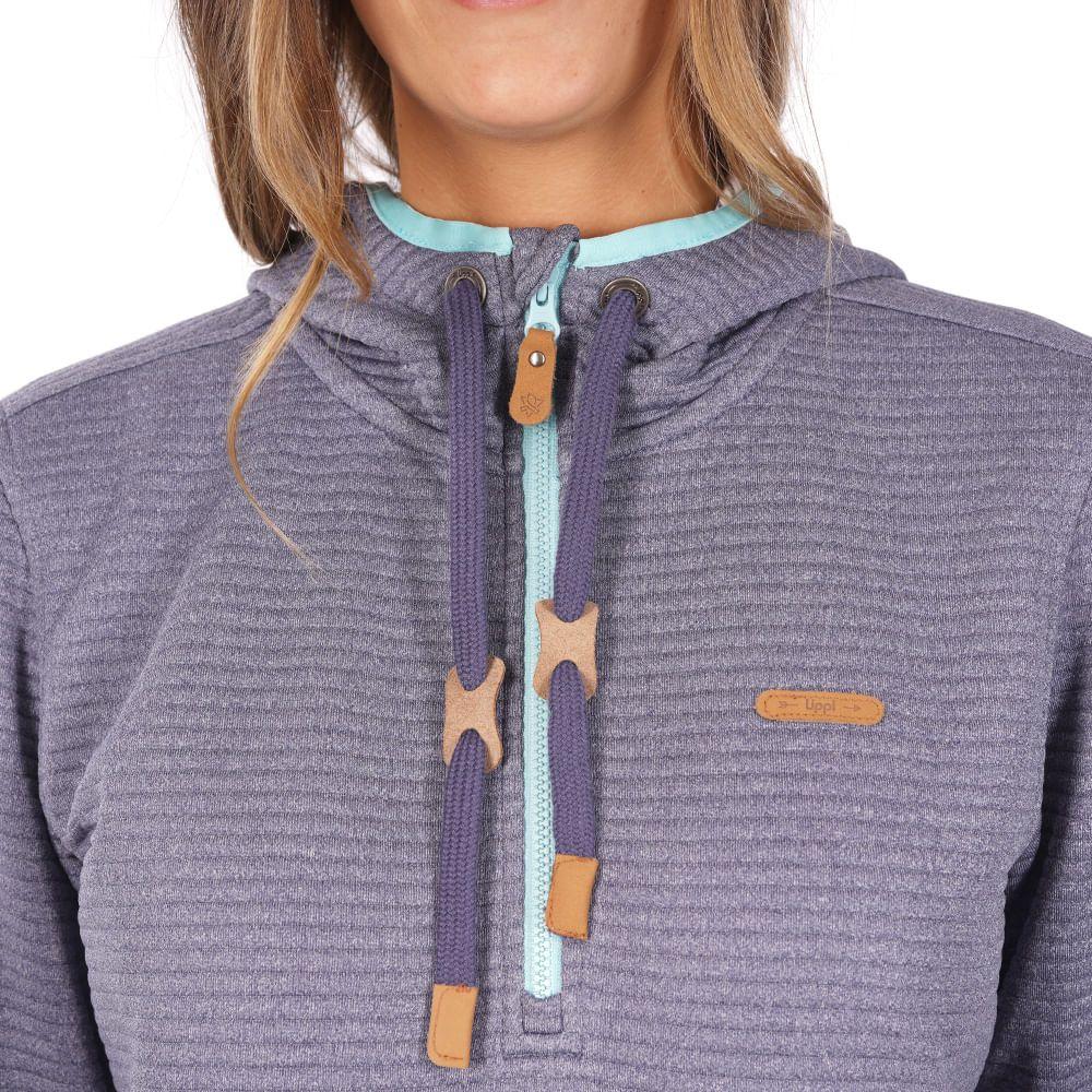 Poleron Mujer Baffle Nano-F 14 Zip Hoody Melange Verde Claro Lippi-5