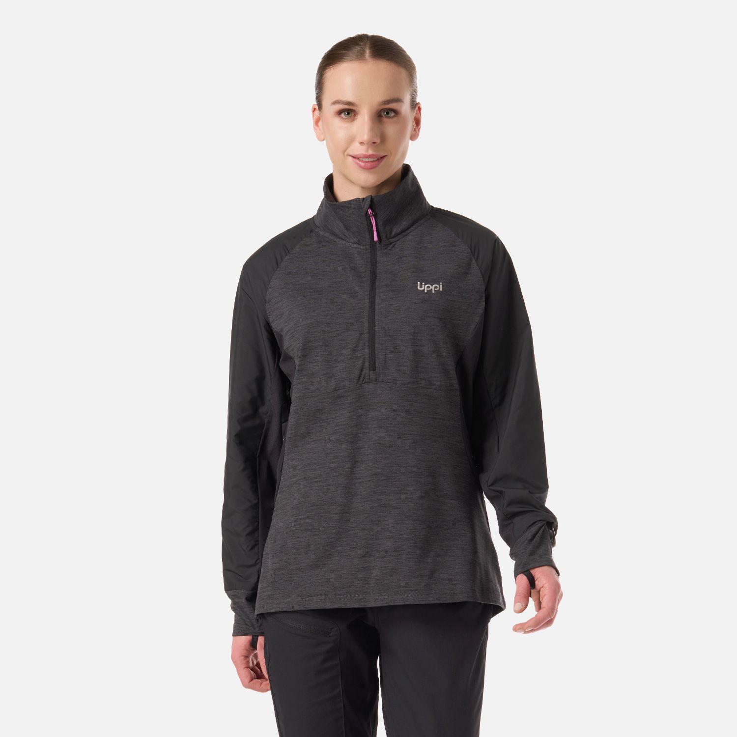 Polerón Mujer Egger 1/4 Zip Negro Lippi V26-0