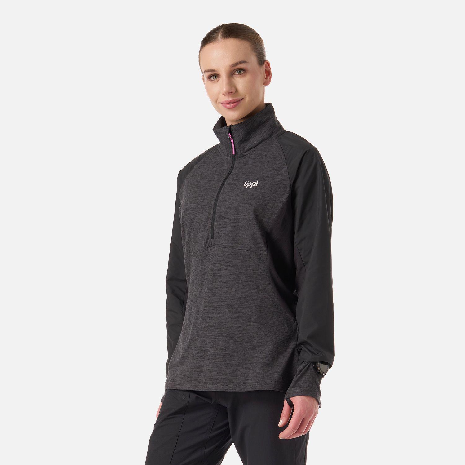 Polerón Mujer Egger 1/4 Zip Negro Lippi V26-1