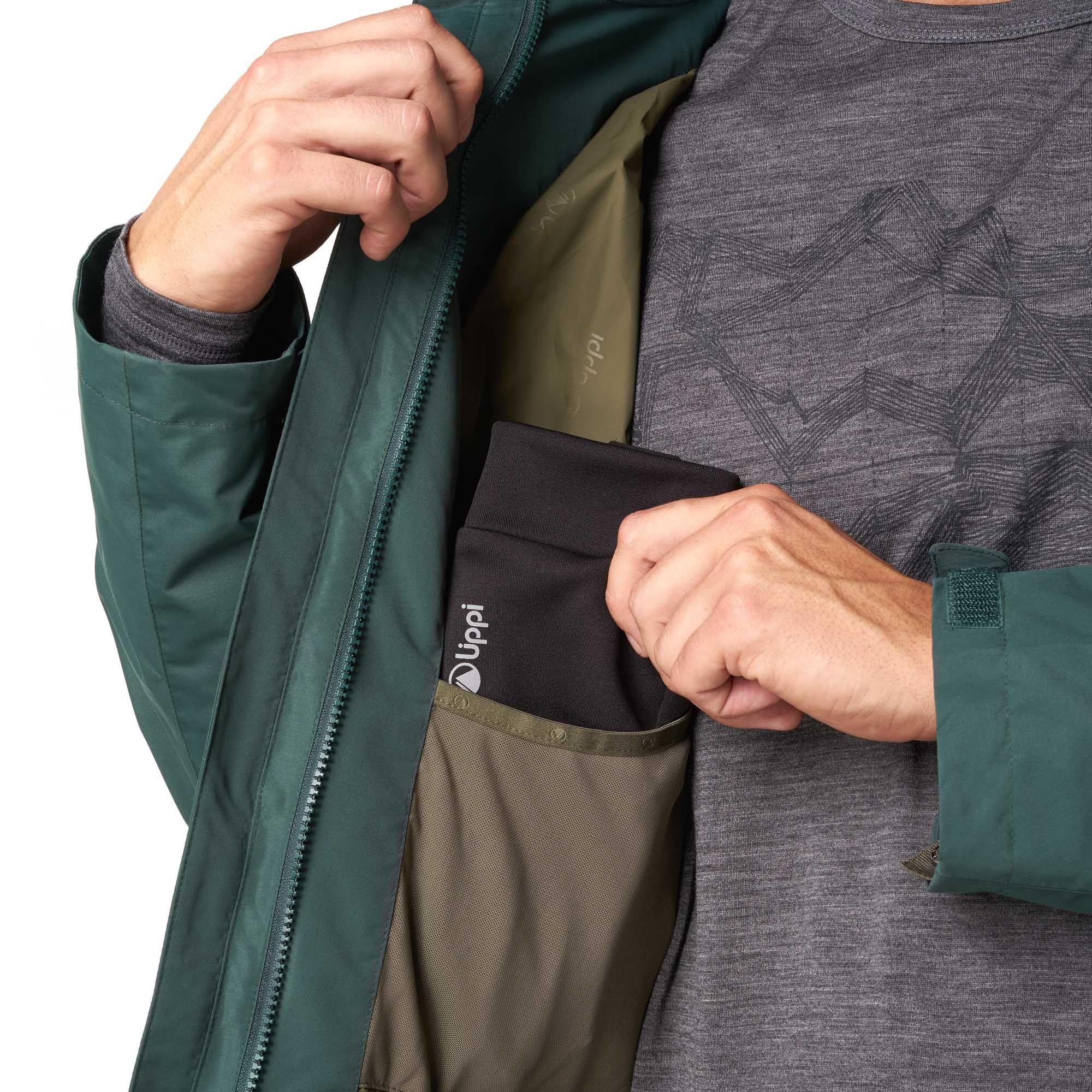 Chaqueta Hombre Tres Cruces Fusion-3 Hoody Jacket Verde Botella / Verde Botella Lippi-8