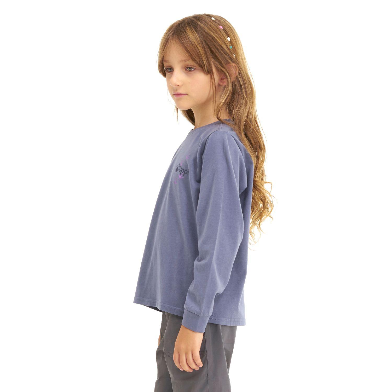 Polera Niña Logo Long-Sleeve Cotton T-Shirt Azul Lavanda Lippi-2