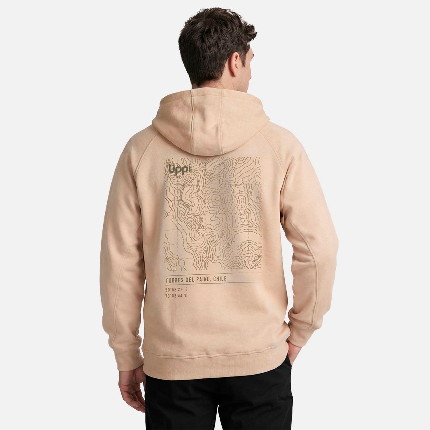 Polerón Hombre Ulmo Back Print Hoody Sweatshirt  Taupe Lippi V27-1