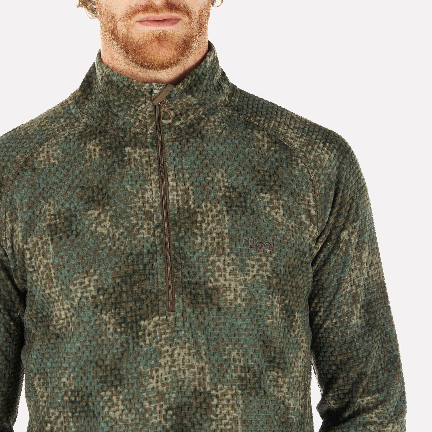 Poleron Hombre Jacaranda Nano-F 14 Zip Print Verde Musgo Lippi-3