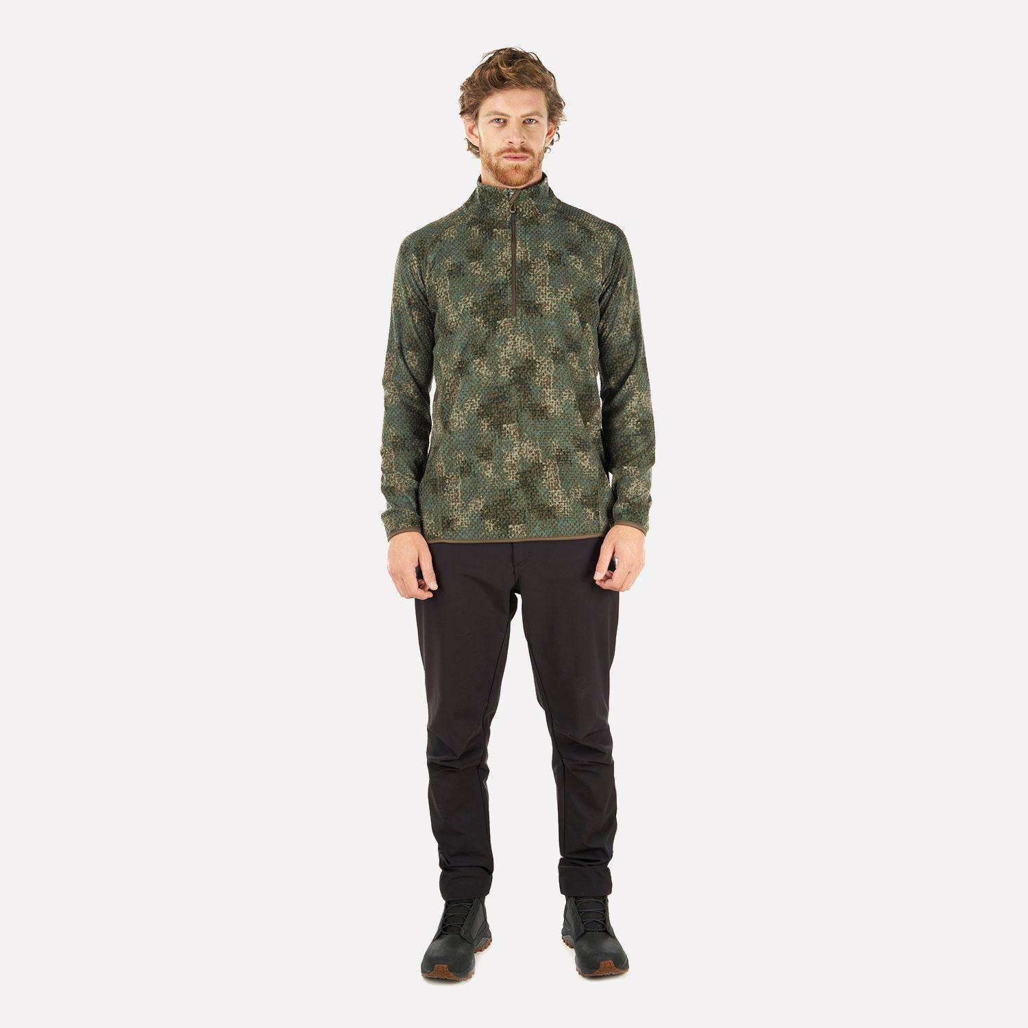 Poleron Hombre Jacaranda Nano-F 14 Zip Print Verde Musgo Lippi-4