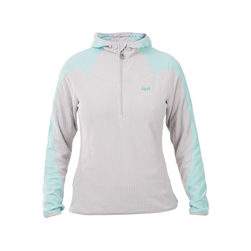 Poleron Mujer Jacaranda Nano-F Hoody Gris Claro / Turquesa Lippi-0