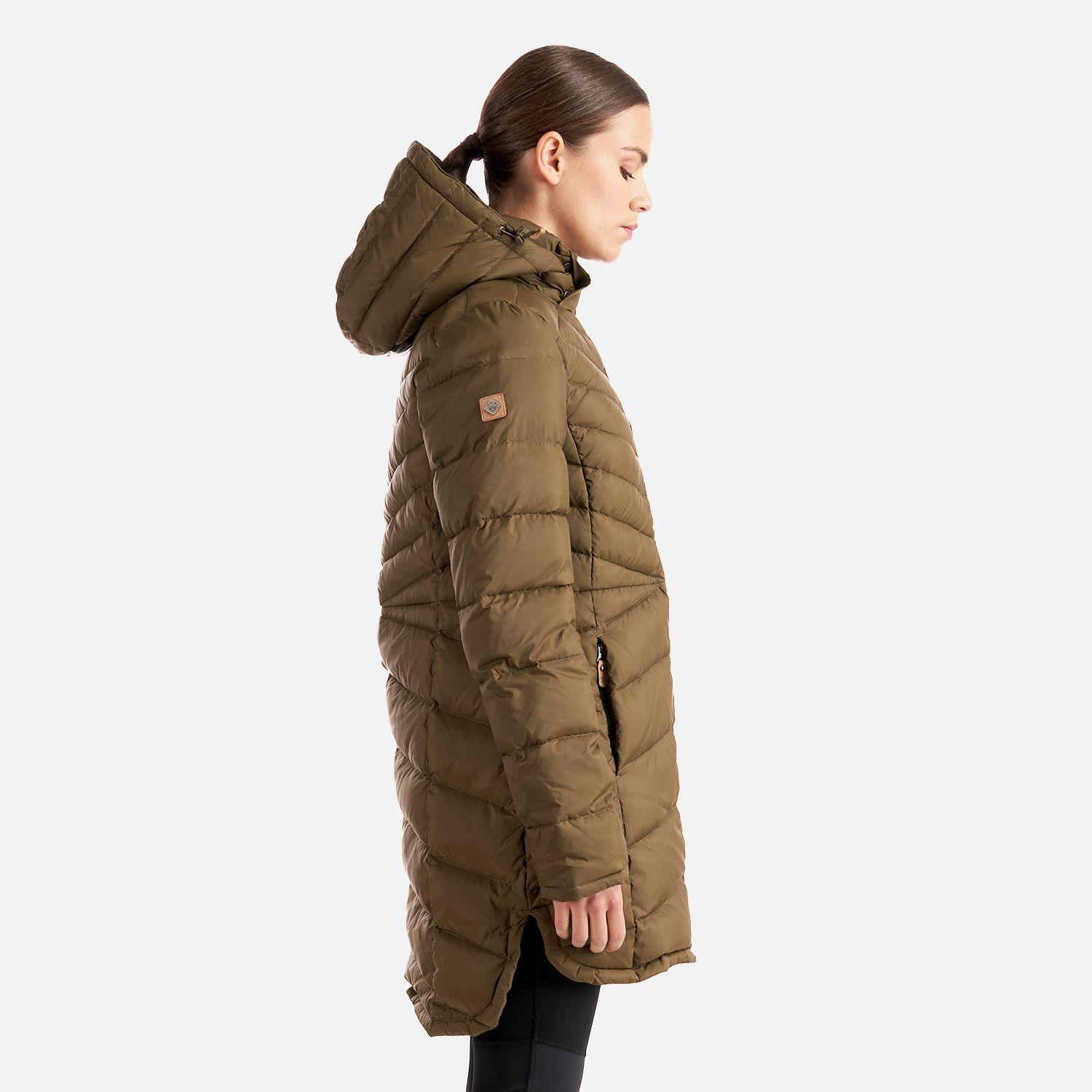Chaqueta Mujer Quilca Down Long Hoody Jacket Oliva Oscuro Lippi-3