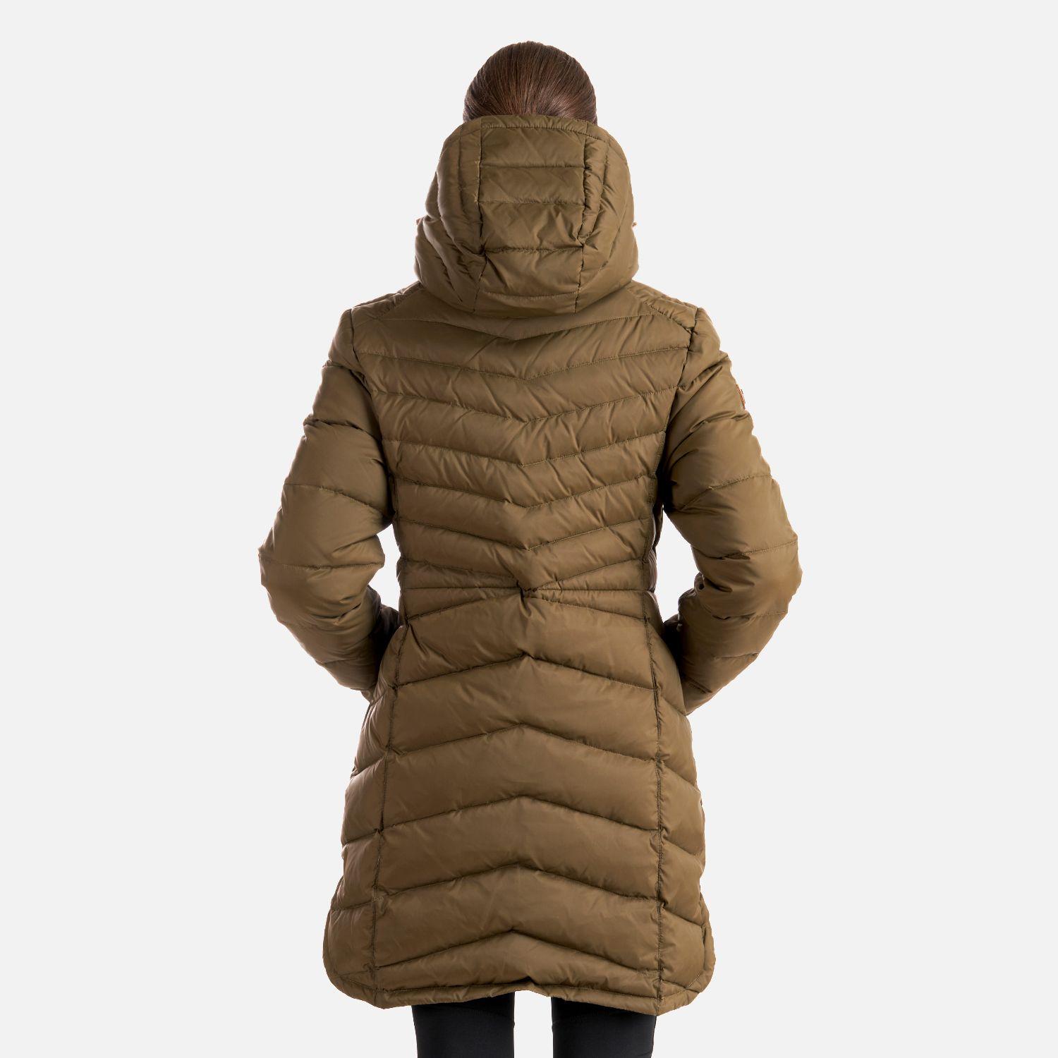 Chaqueta Mujer Quilca Down Long Hoody Jacket Oliva Oscuro Lippi-4