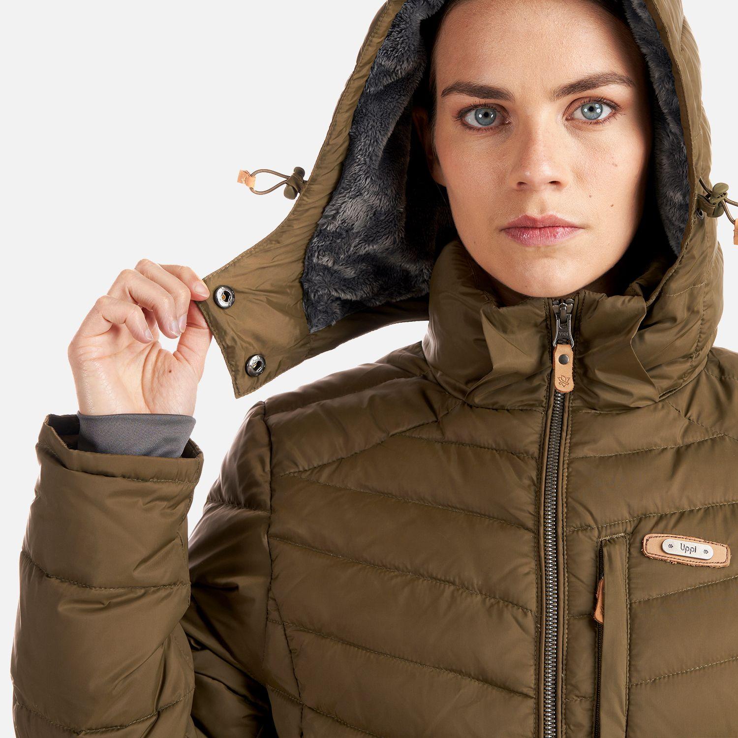 Chaqueta Mujer Quilca Down Long Hoody Jacket Oliva Oscuro Lippi-5