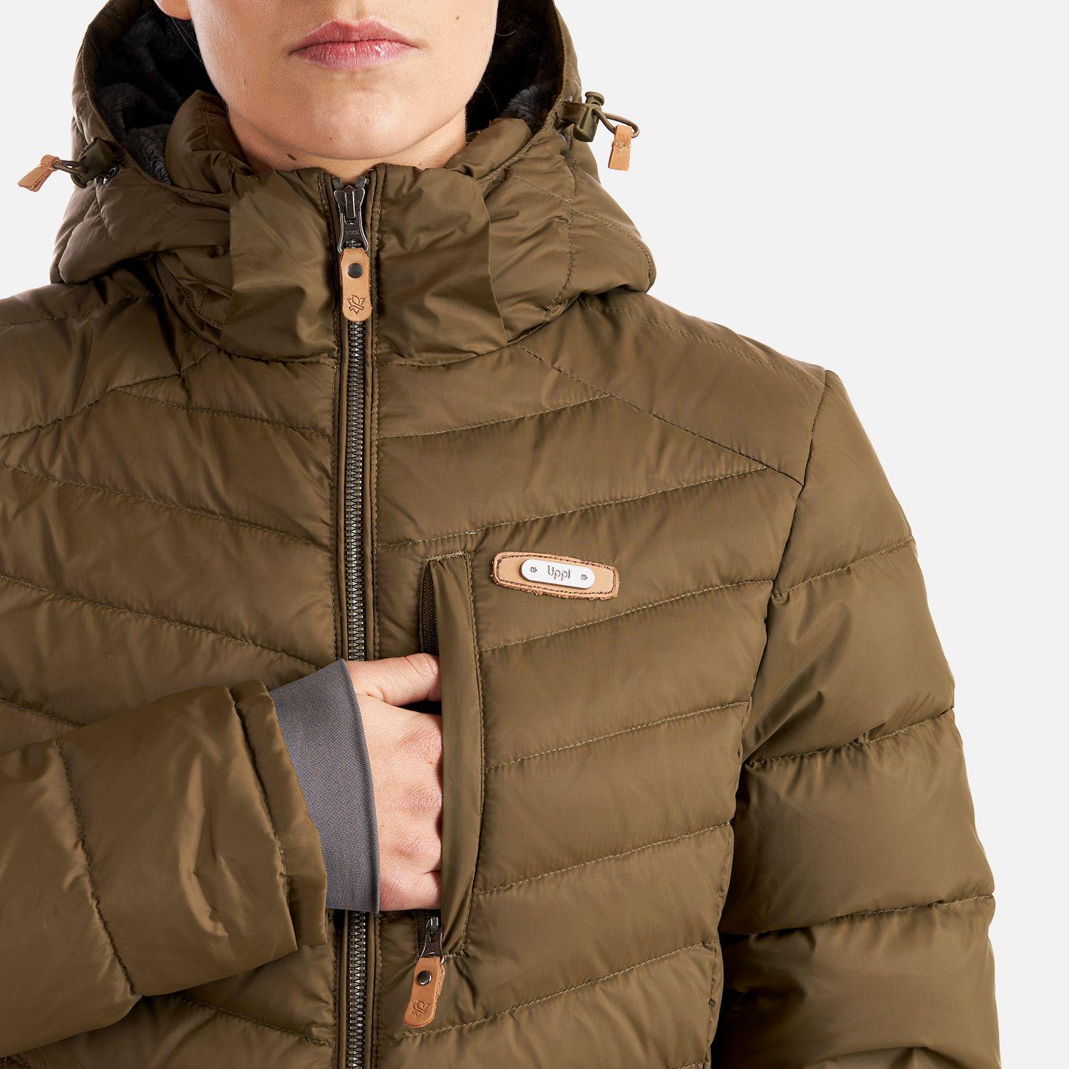 Chaqueta Mujer Quilca Down Long Hoody Jacket Oliva Oscuro Lippi-6