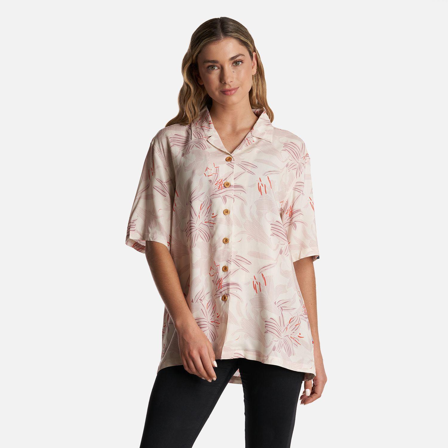 Camisa Mujer Hibiscus Print Beige Haka Honu-1