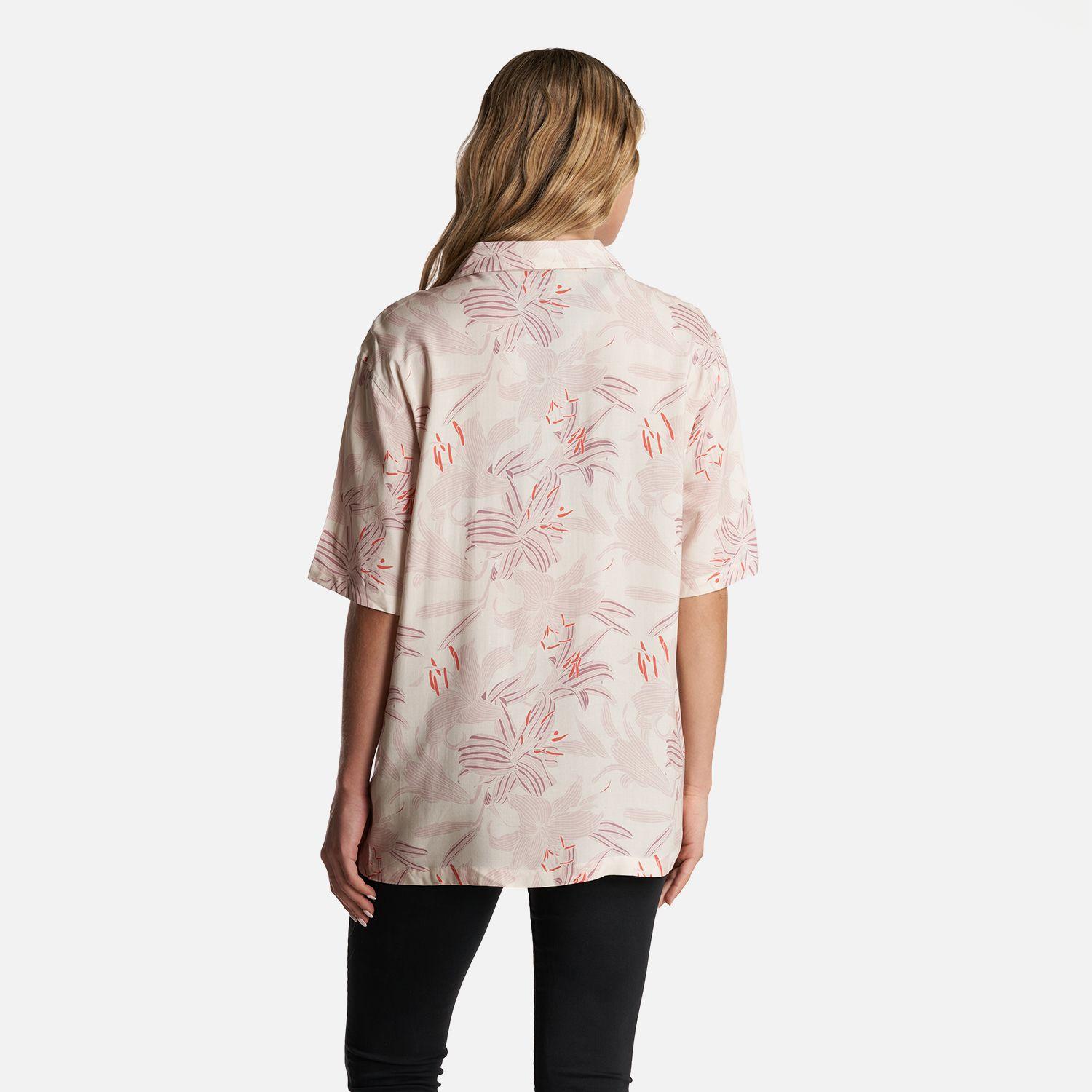 Camisa Mujer Hibiscus Print Beige Haka Honu-3