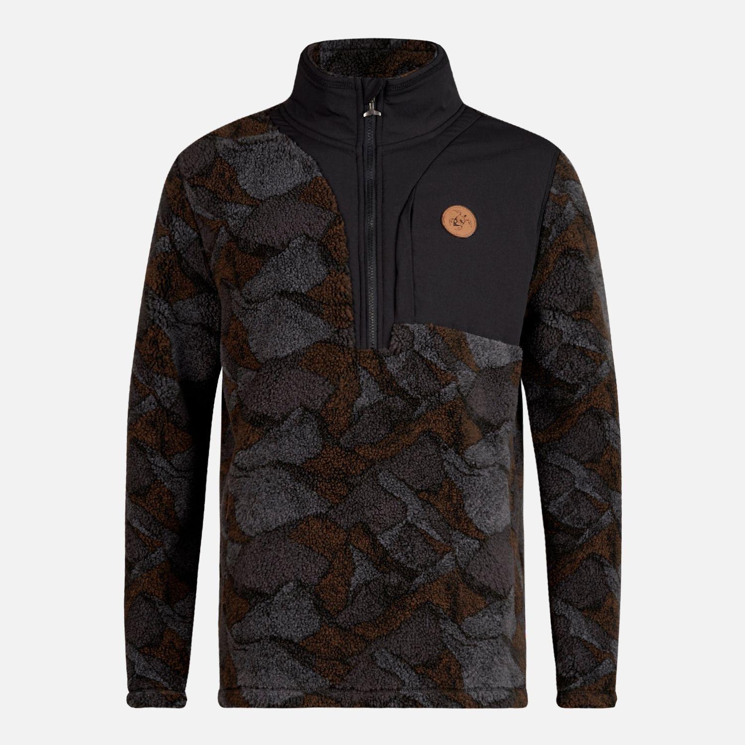 Poleron Hombre Porteador 1/4 Zip Print Negro Haka Honu-5