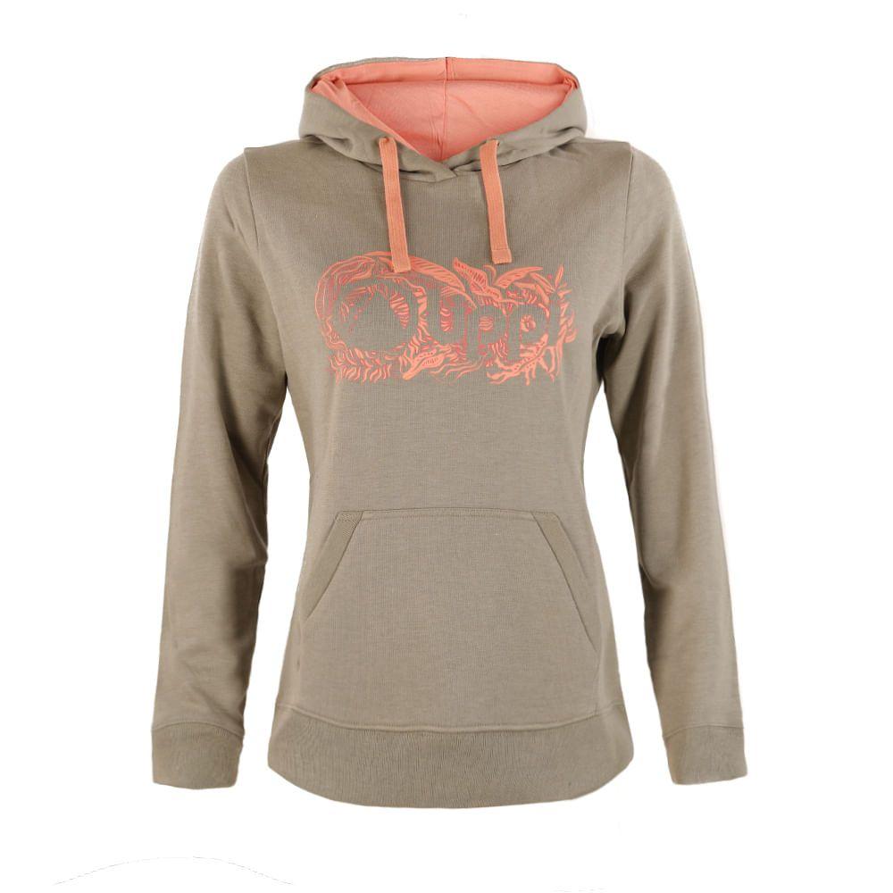 Poleron Mujer Insigne Cotton Hoody Melange Verde Lippi-0
