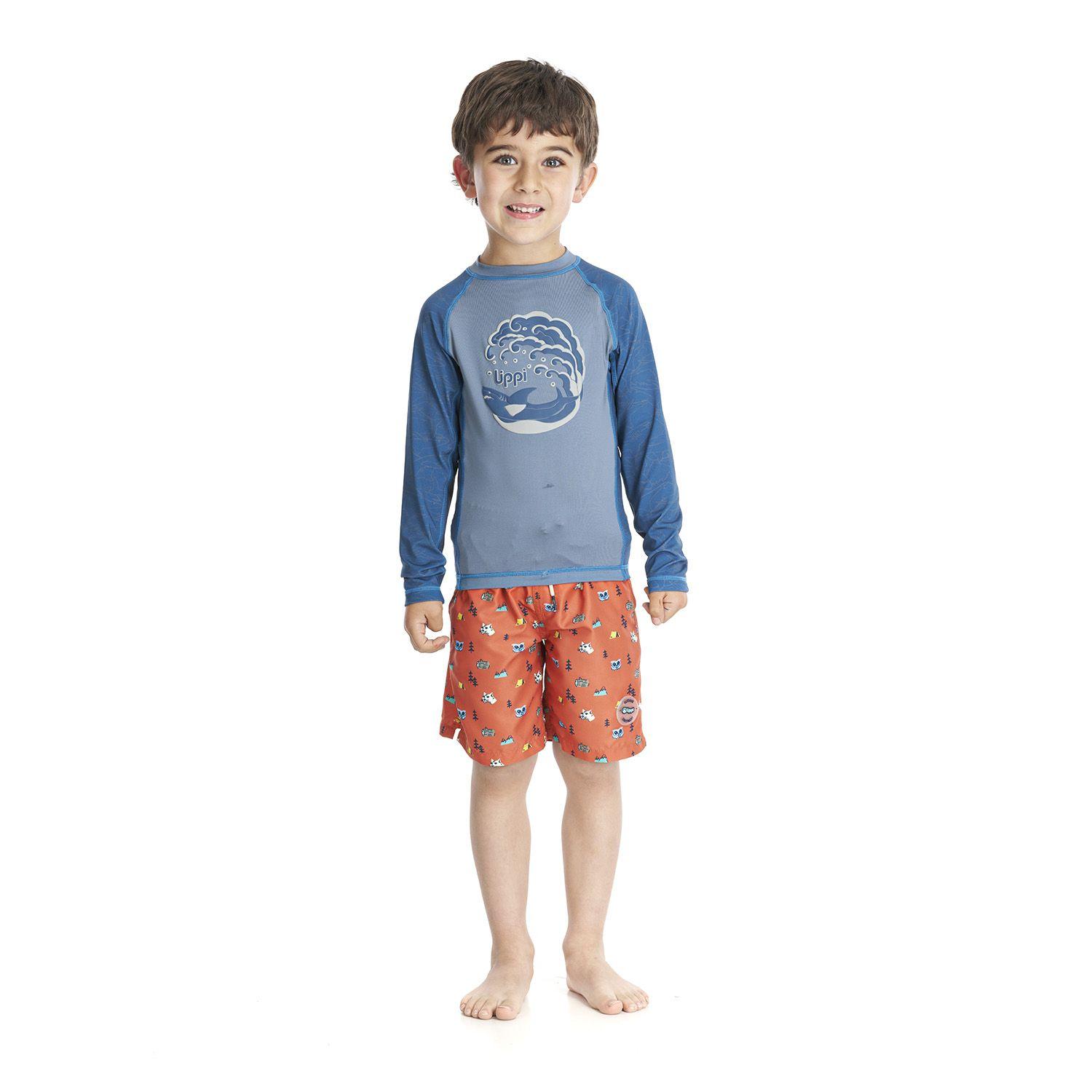 Traje de Baño Niño Sun Pro Long Sleeve T-Shirt Azul Grisaceo Lippi-4