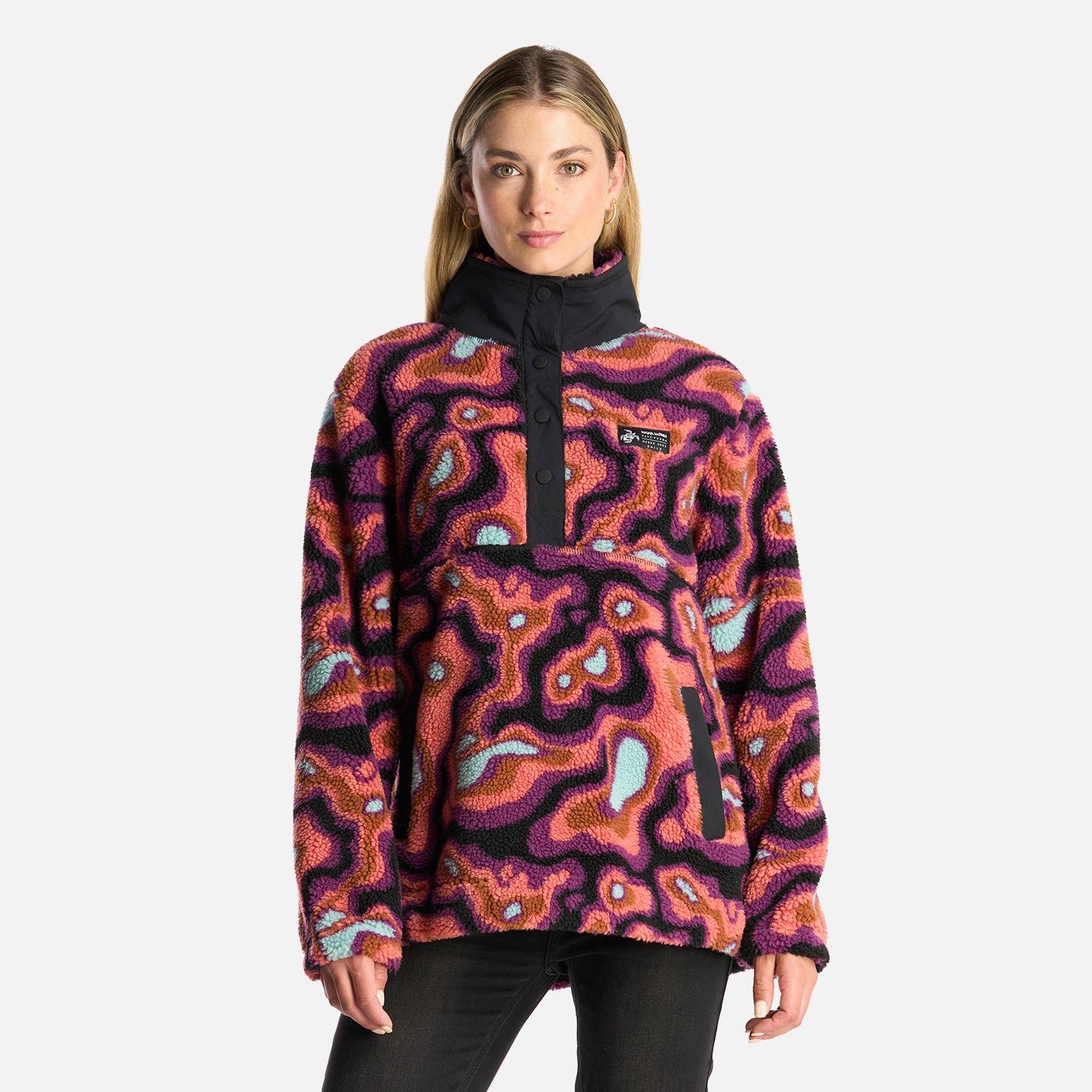 Poleron Mujer Chi-Porrito Print Negro Haka Honu I24-1