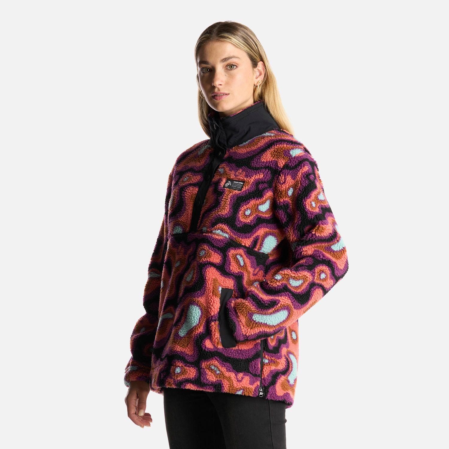 Poleron Mujer Chi-Porrito Print Negro Haka Honu I24-2
