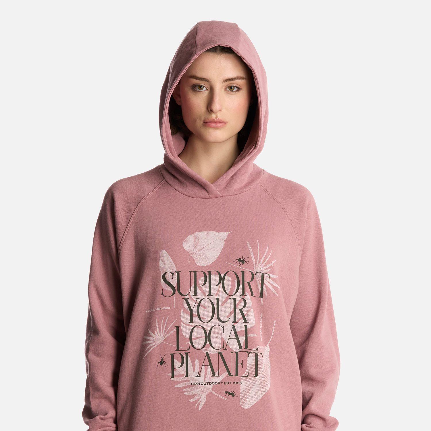 Polerón Mujer Insigne Hoody Sweatshirt FrontPrint Rosa Lippi-3