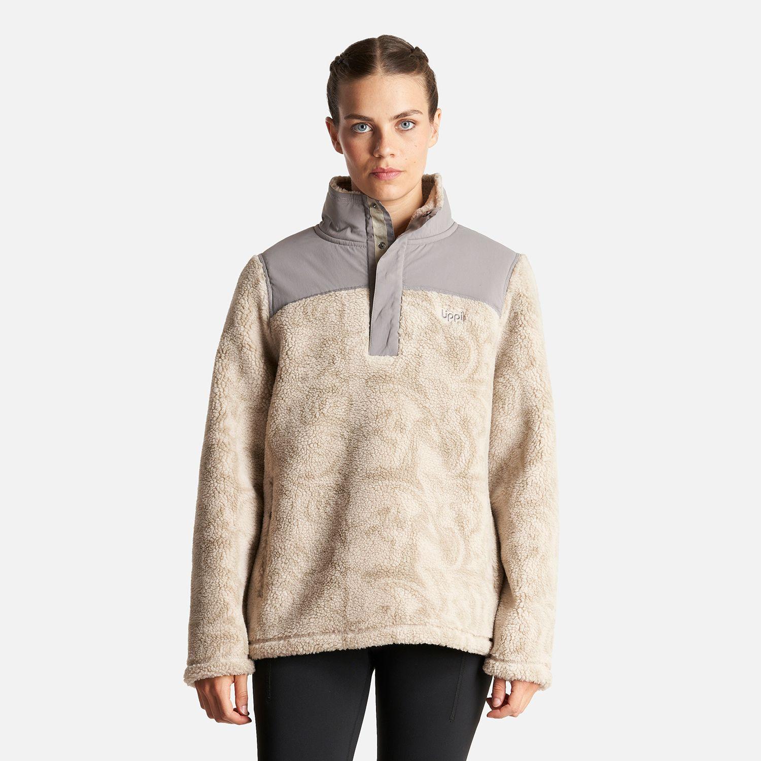 Poleron Mujer Glaciar Sherpa Pro 1/4 Zip Jacket  Print Crema Lippi-1