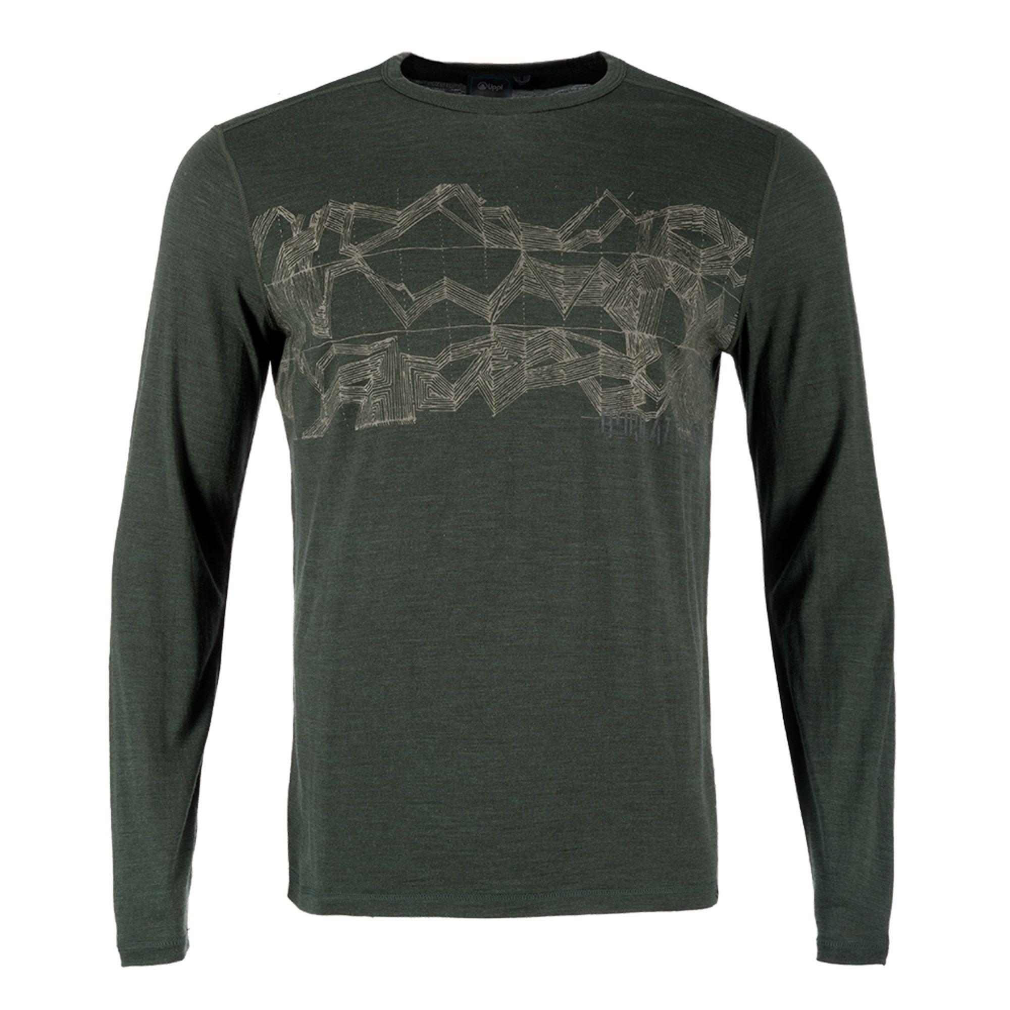 Polera Hombre Gradient Long Sleeve Merino T-Shirt Melange Verde Oscuro Lippi-0