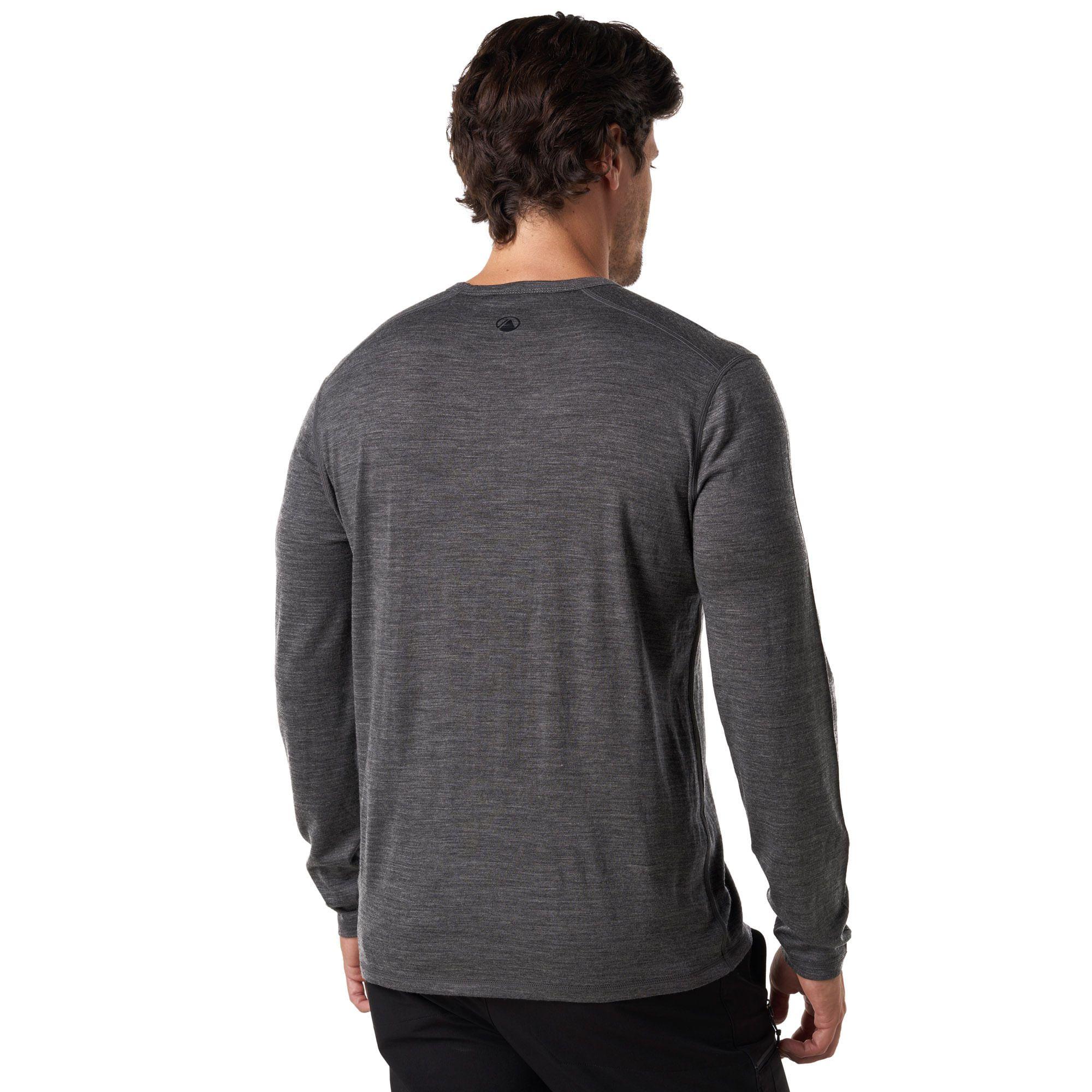 Polera Hombre Gradient Long Sleeve Merino T-Shirt Melange Verde Oscuro Lippi-3