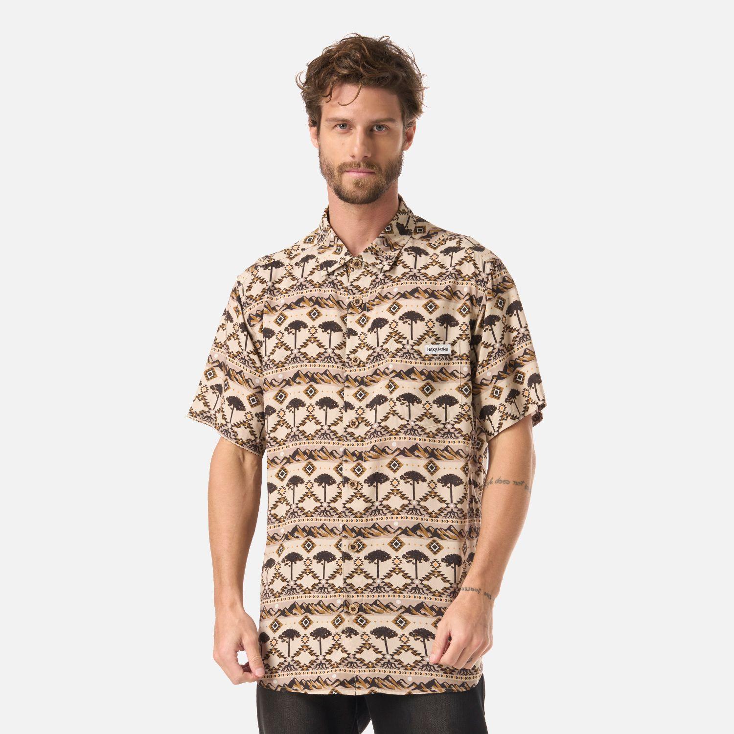 Camisa Hombre Good Karma Print Crema Haka Honu V26-0