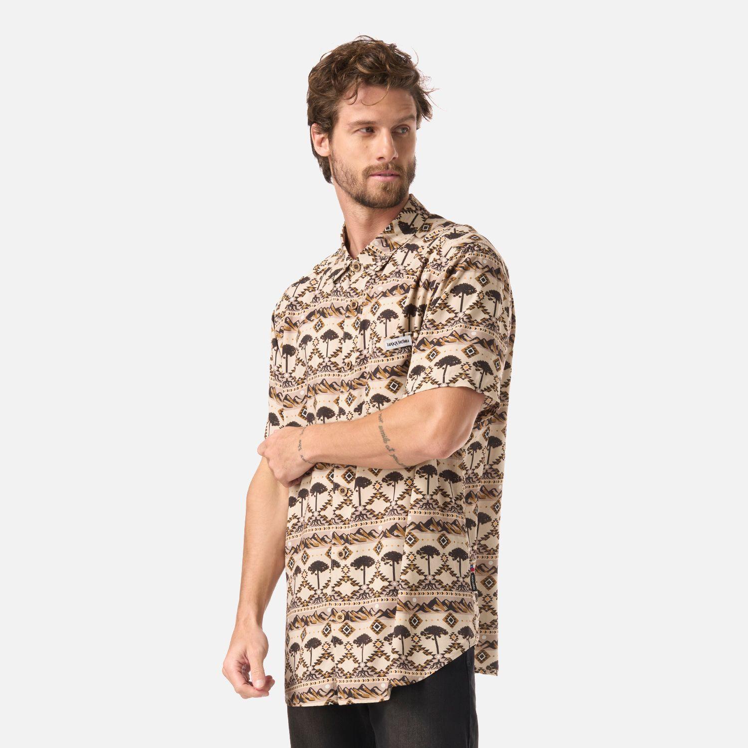 Camisa Hombre Good Karma Print Crema Haka Honu V26-1