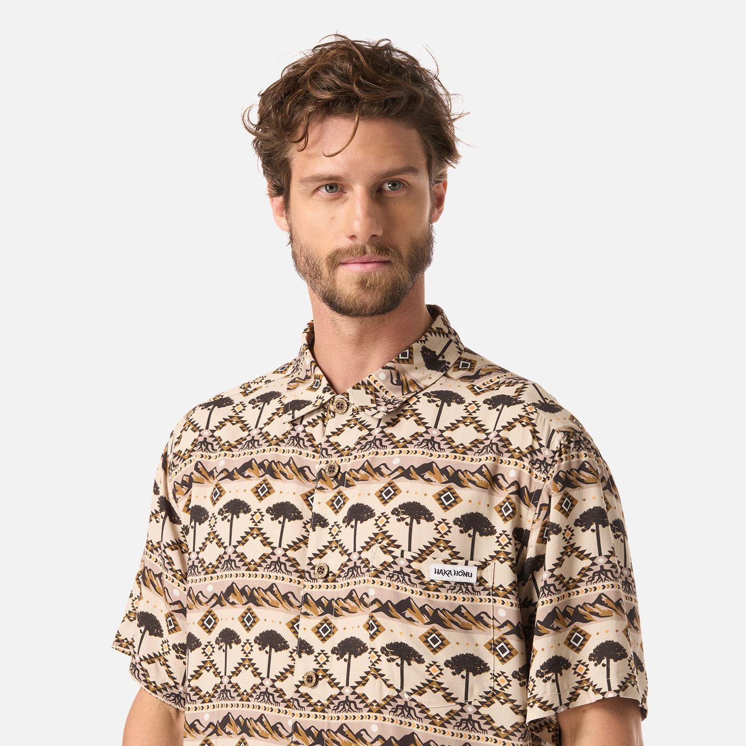 Camisa Hombre Good Karma Print Crema Haka Honu V26-3