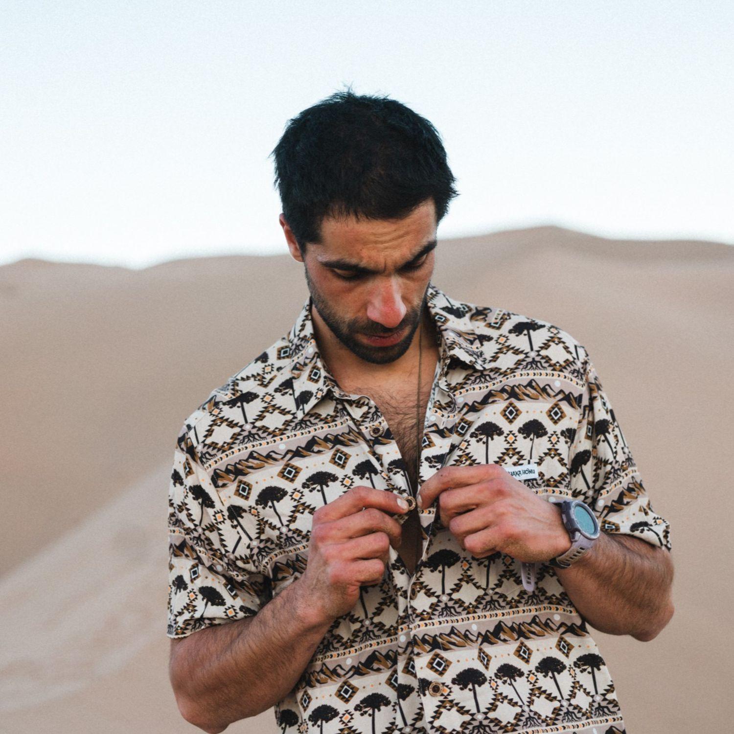 Camisa Hombre Good Karma Print Crema Haka Honu-5