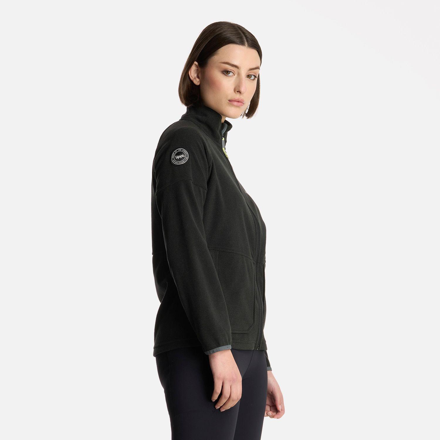 Polerón Mujer Stripes Nano-F Full Zip Negro Lippi V25-1