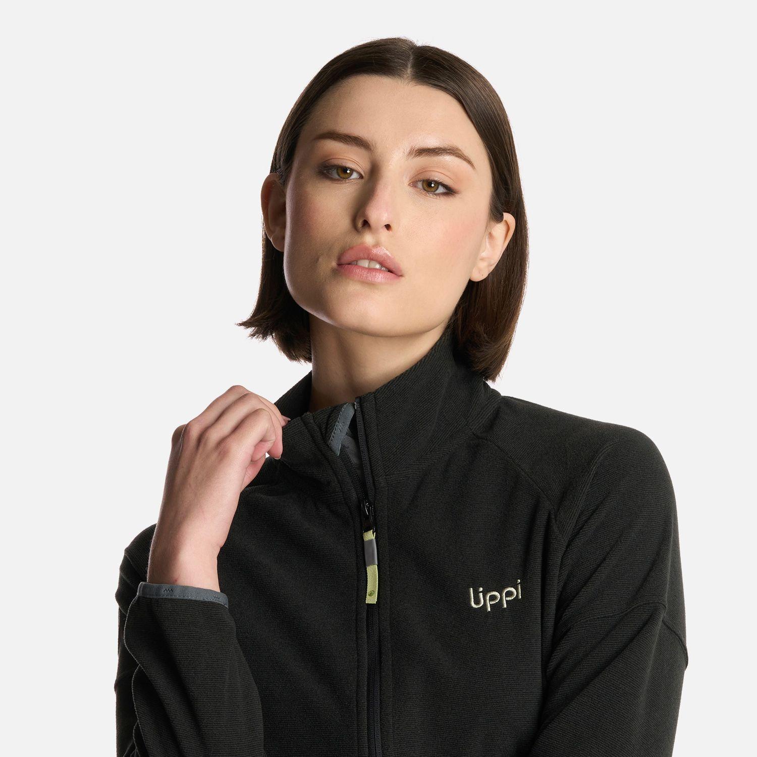 Polerón Mujer Stripes Nano-F Full Zip Negro Lippi V25-3