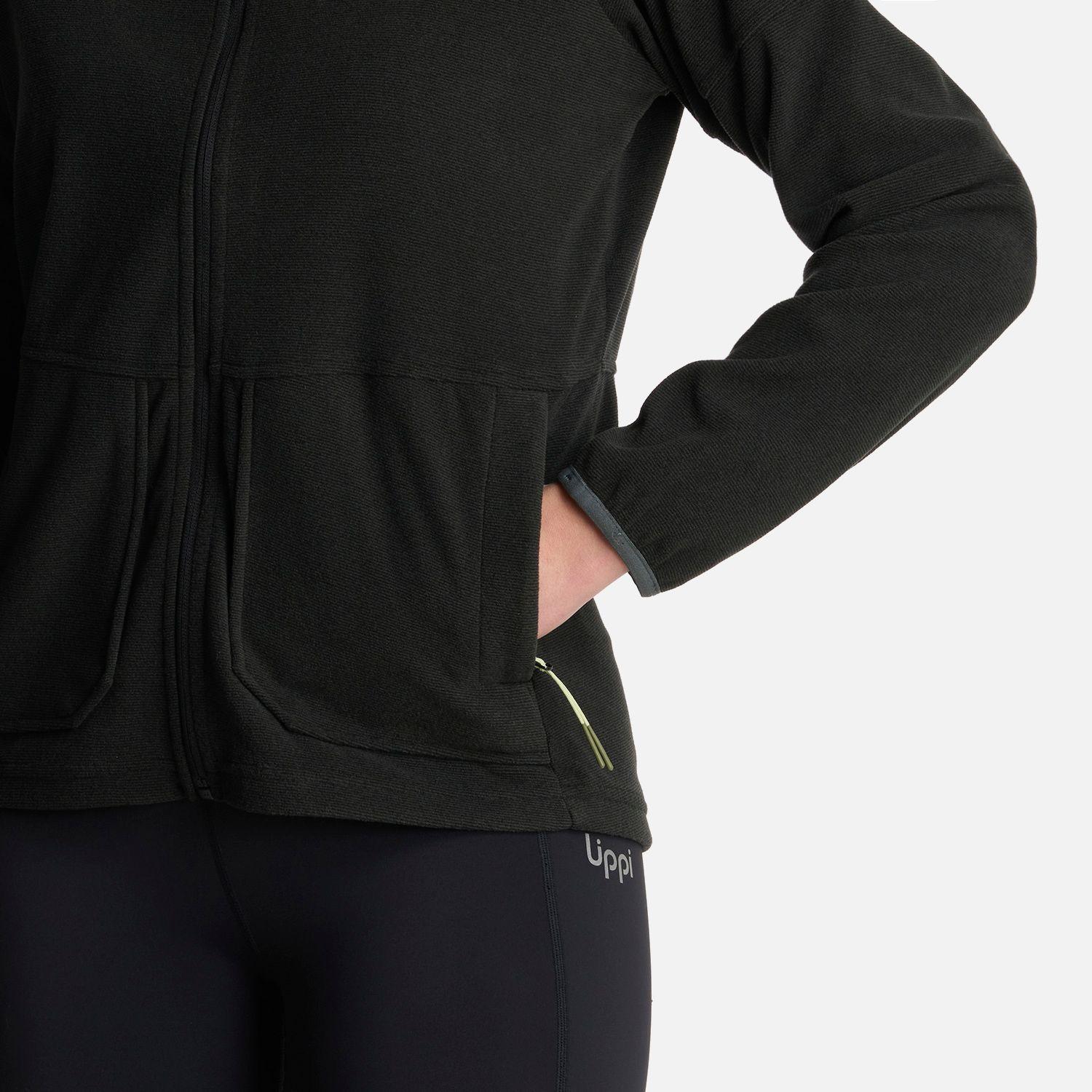Polerón Mujer Stripes Nano-F Full Zip Negro Lippi V25-4