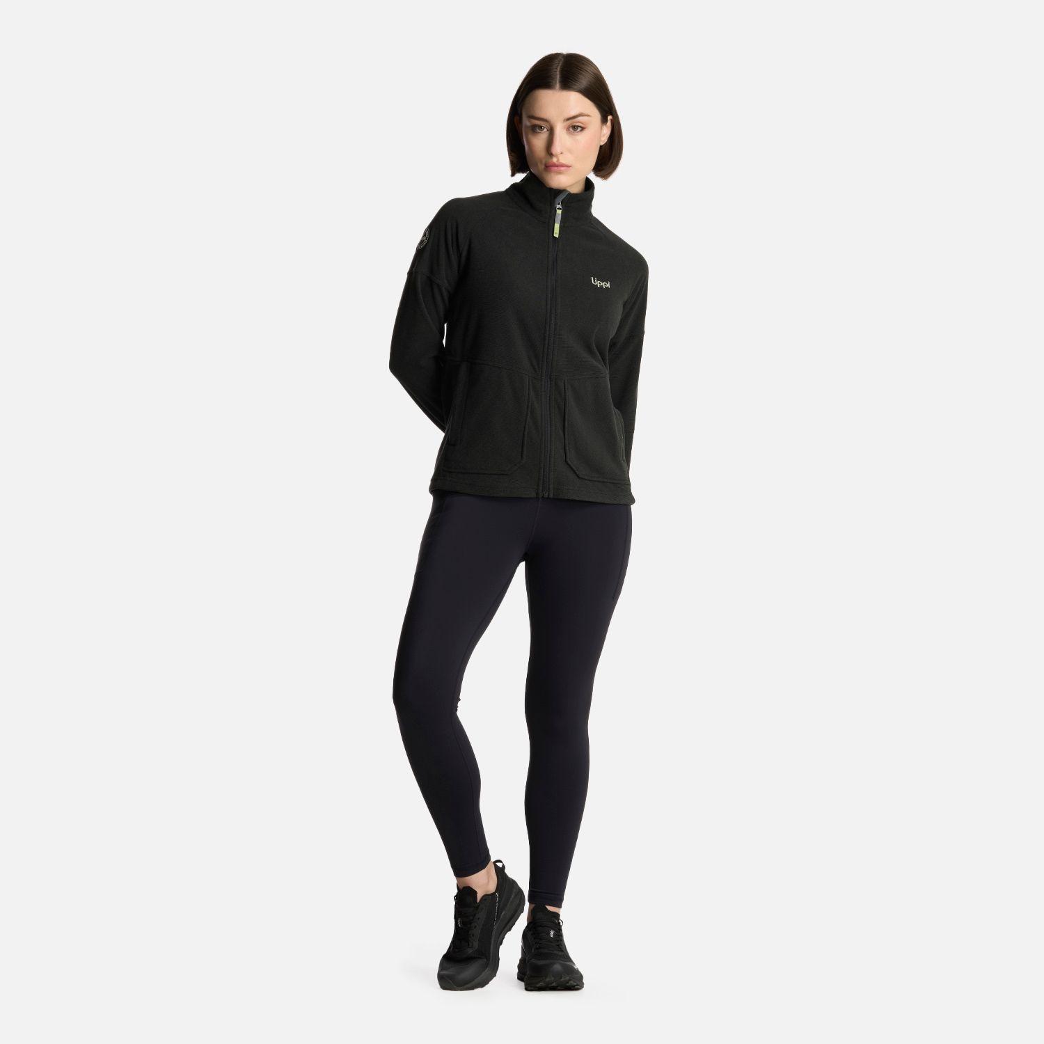 Polerón Mujer Stripes Nano-F Full Zip Negro Lippi V25-5